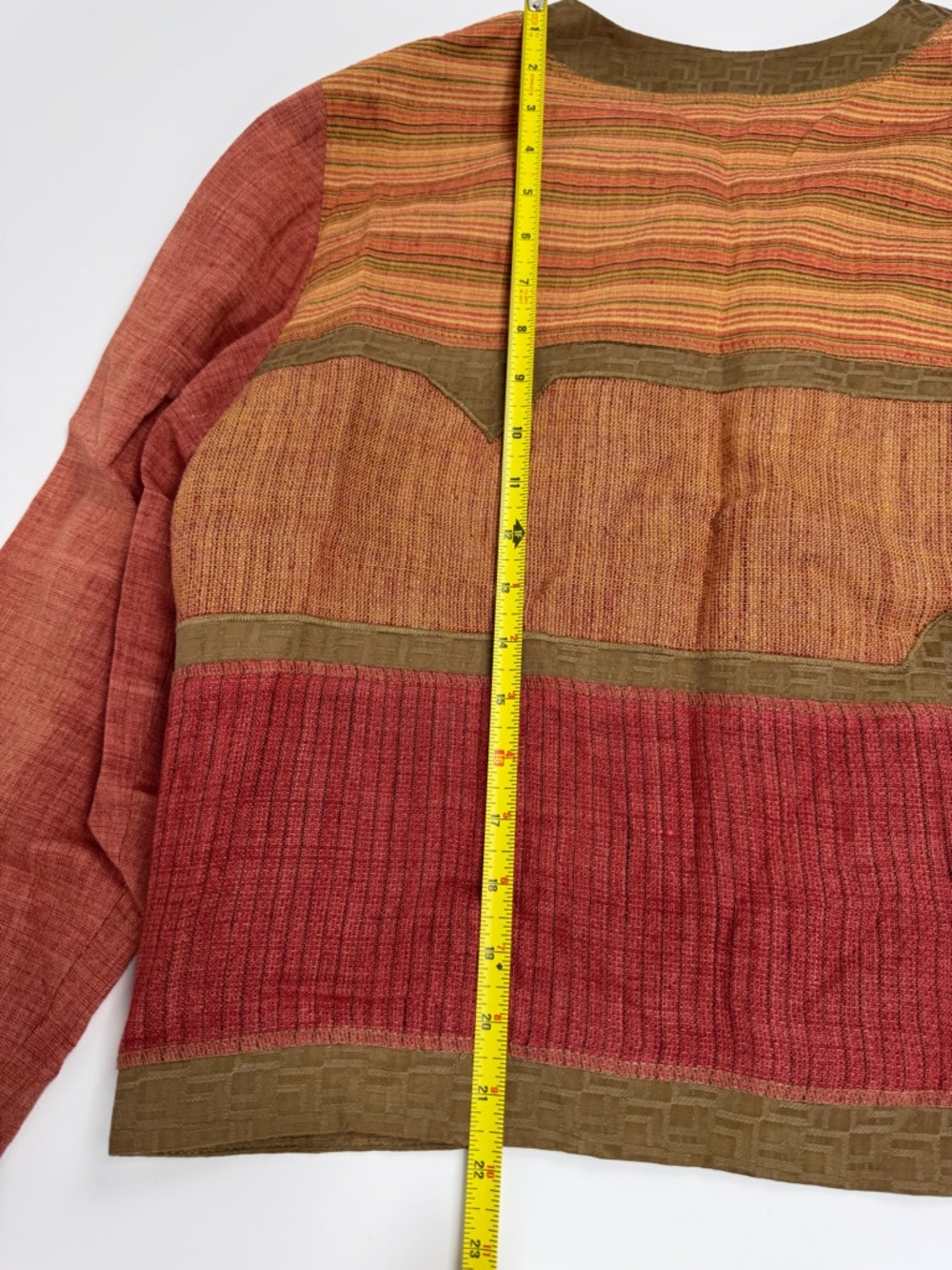 VINTAGE Patchwork Red Rust Orange Brown Jacket - Picture 5 of 8